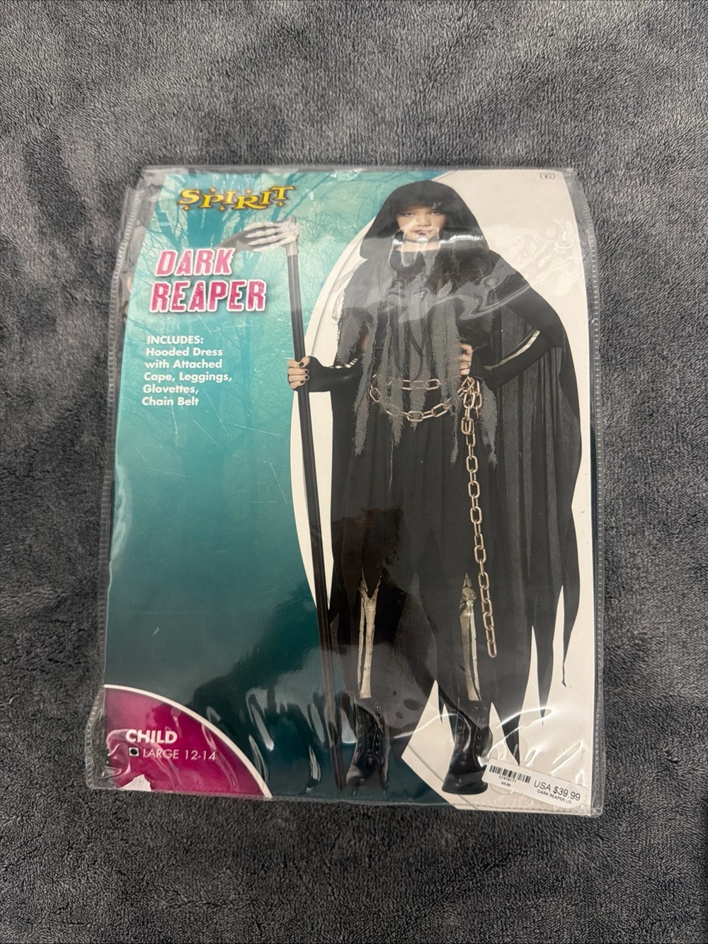 Spirit Halloween Costume Dark Reaper Costume Child Size Large 12-14